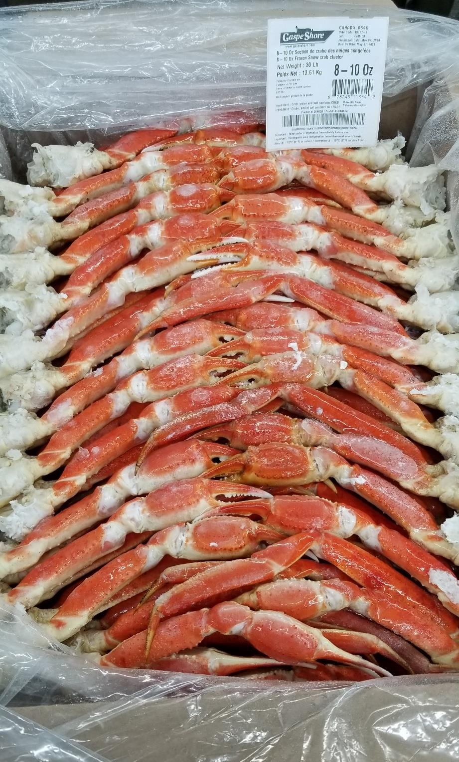 Section de crabe des neiges congelées